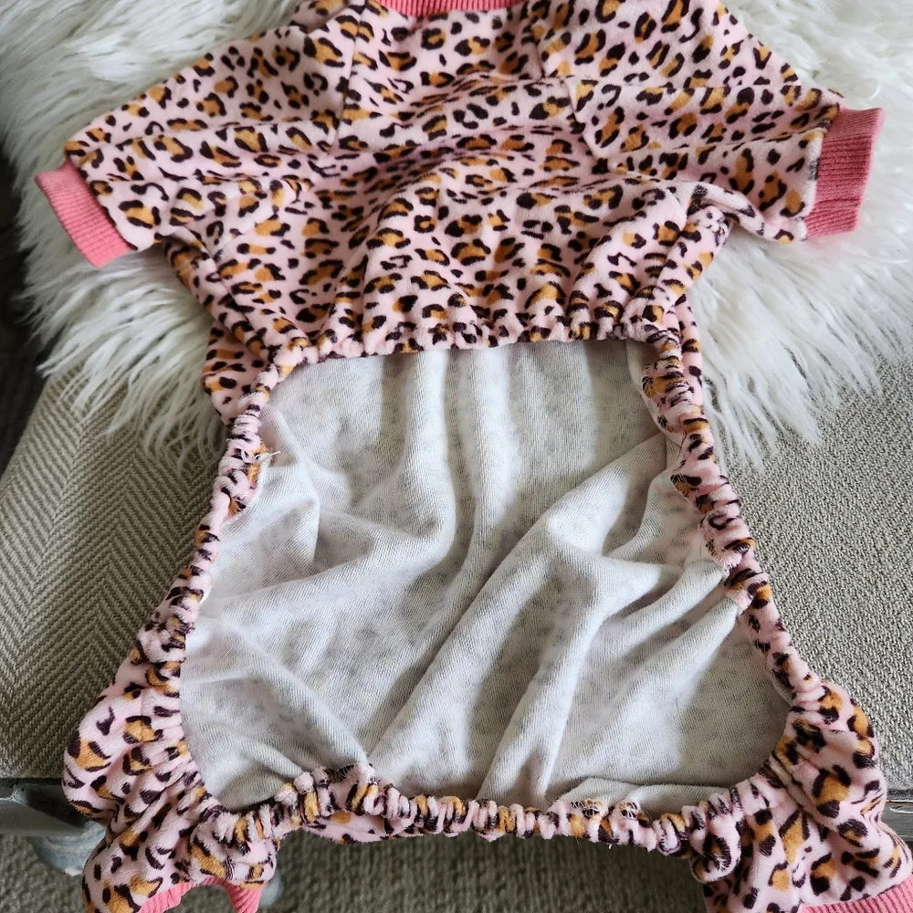 Pink Leopard Print Jumpsuit Ribbed Collar & Cuff Sleep Or Play 🌸HP🌸